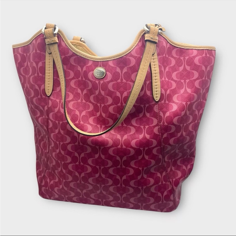 Genuine Coach Leather Tote Bag Peyton Dream C Pink and Tan Tote F25522 - Picture 2 of 14